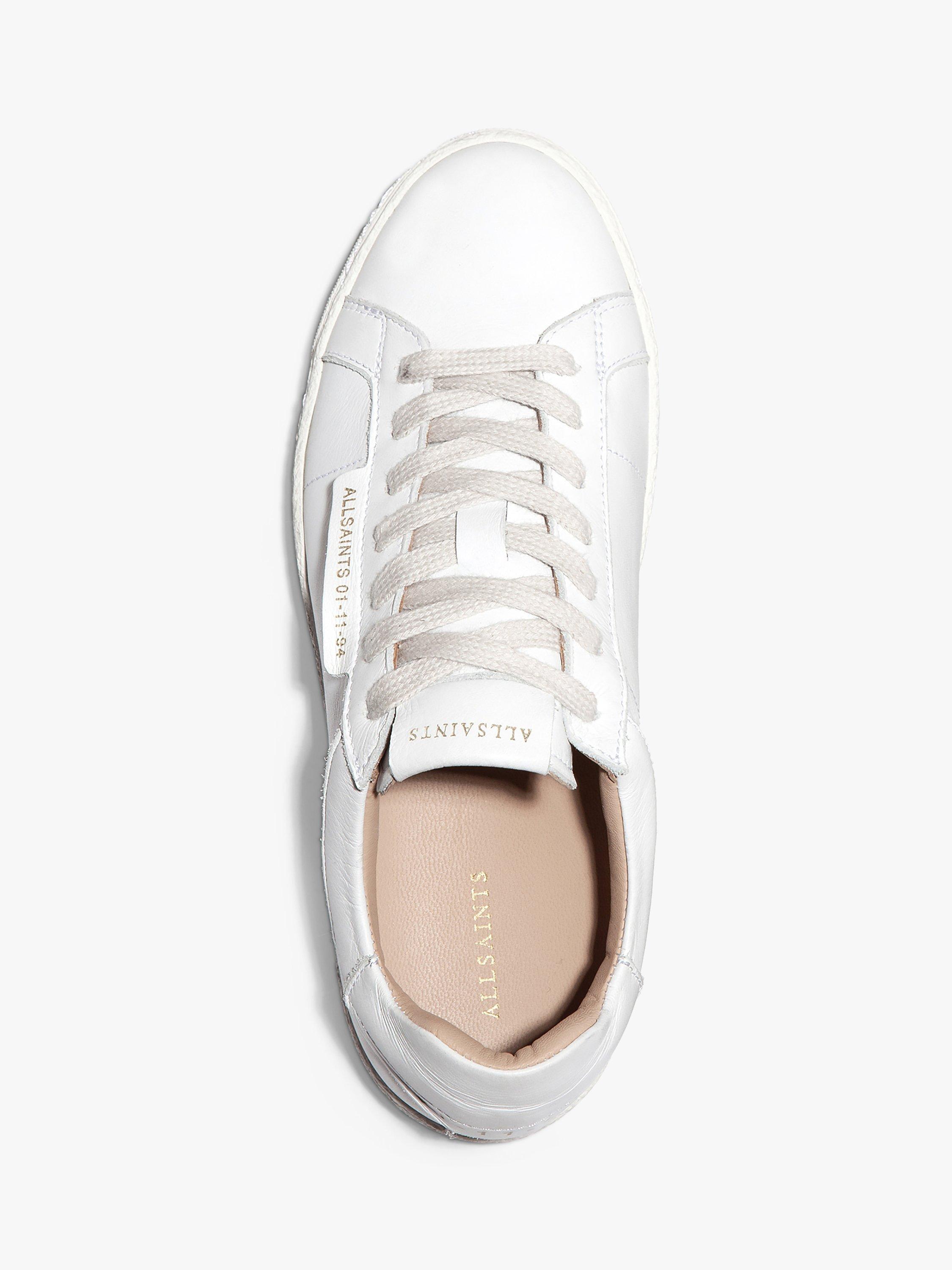 Product image 5 of 9, which shows AllSaints Sheer Leather Lace-Up Trainers, White, 6
