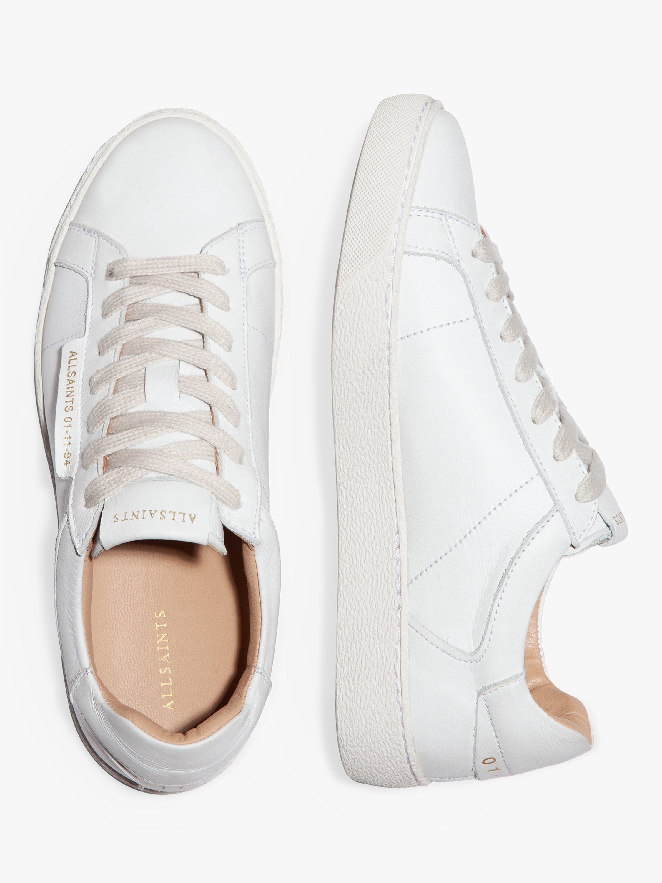 Product image 7 of 9, which shows AllSaints Sheer Leather Lace-Up Trainers, White, 6