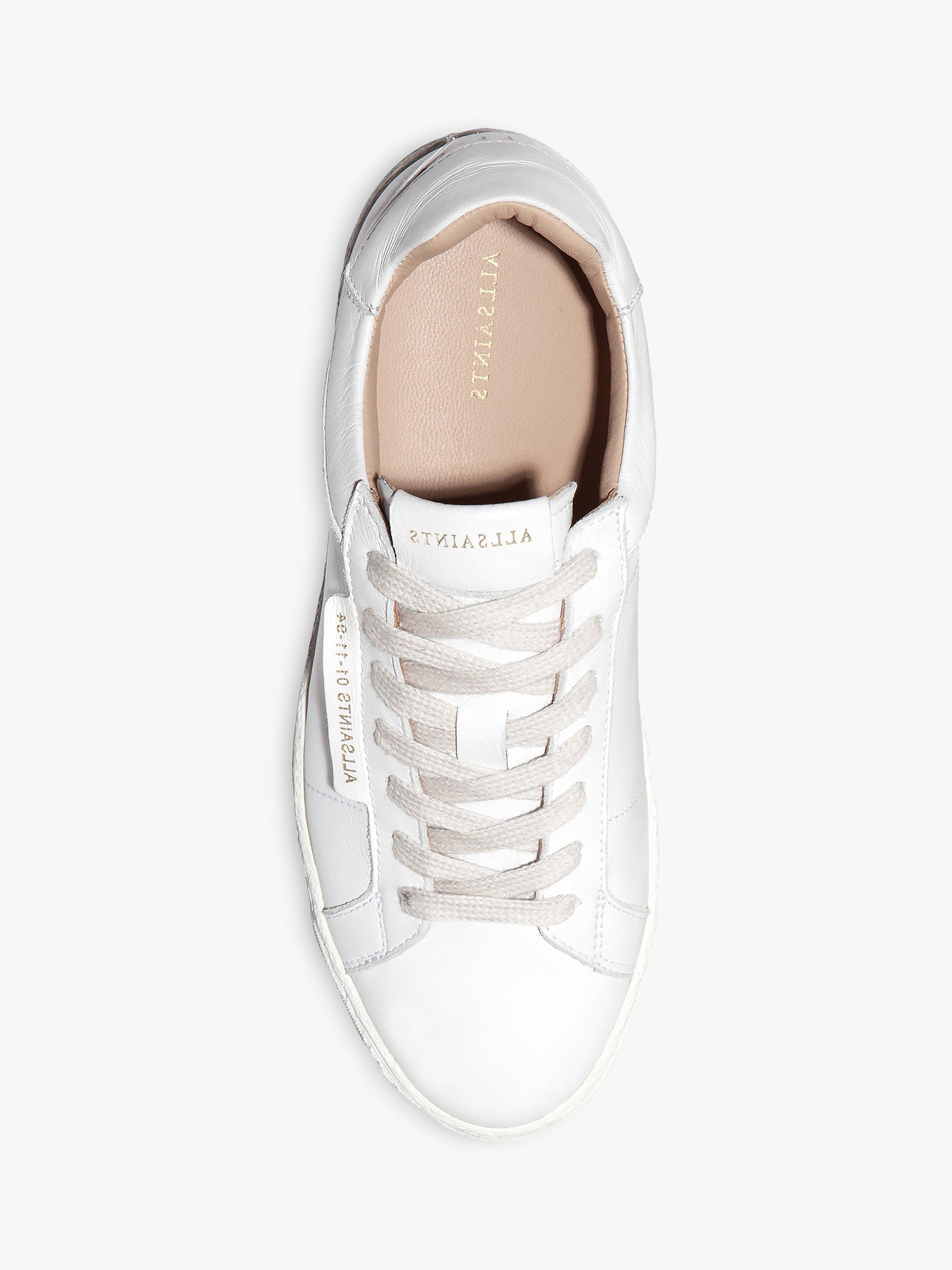 Product image 8 of 9, which shows AllSaints Sheer Leather Lace-Up Trainers, White, 6