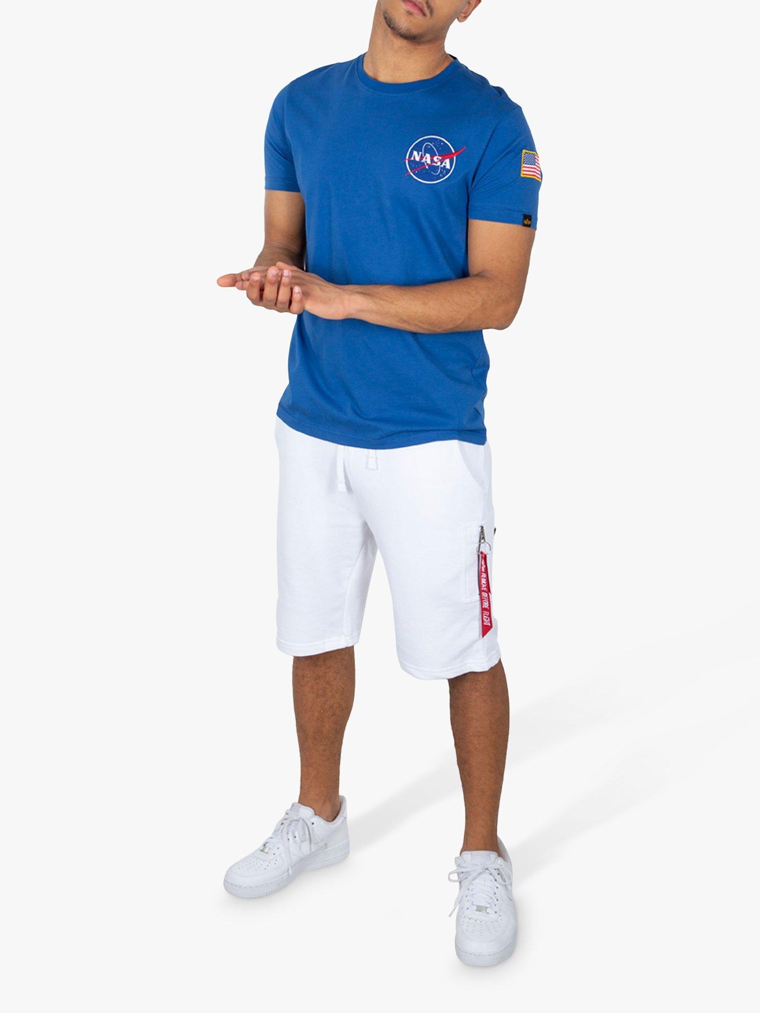 Product image 3 of 6, which shows Alpha Industries X NASA Space Shuttle Logo Crew Neck T-Shirt, 539 NASA Blue, XS