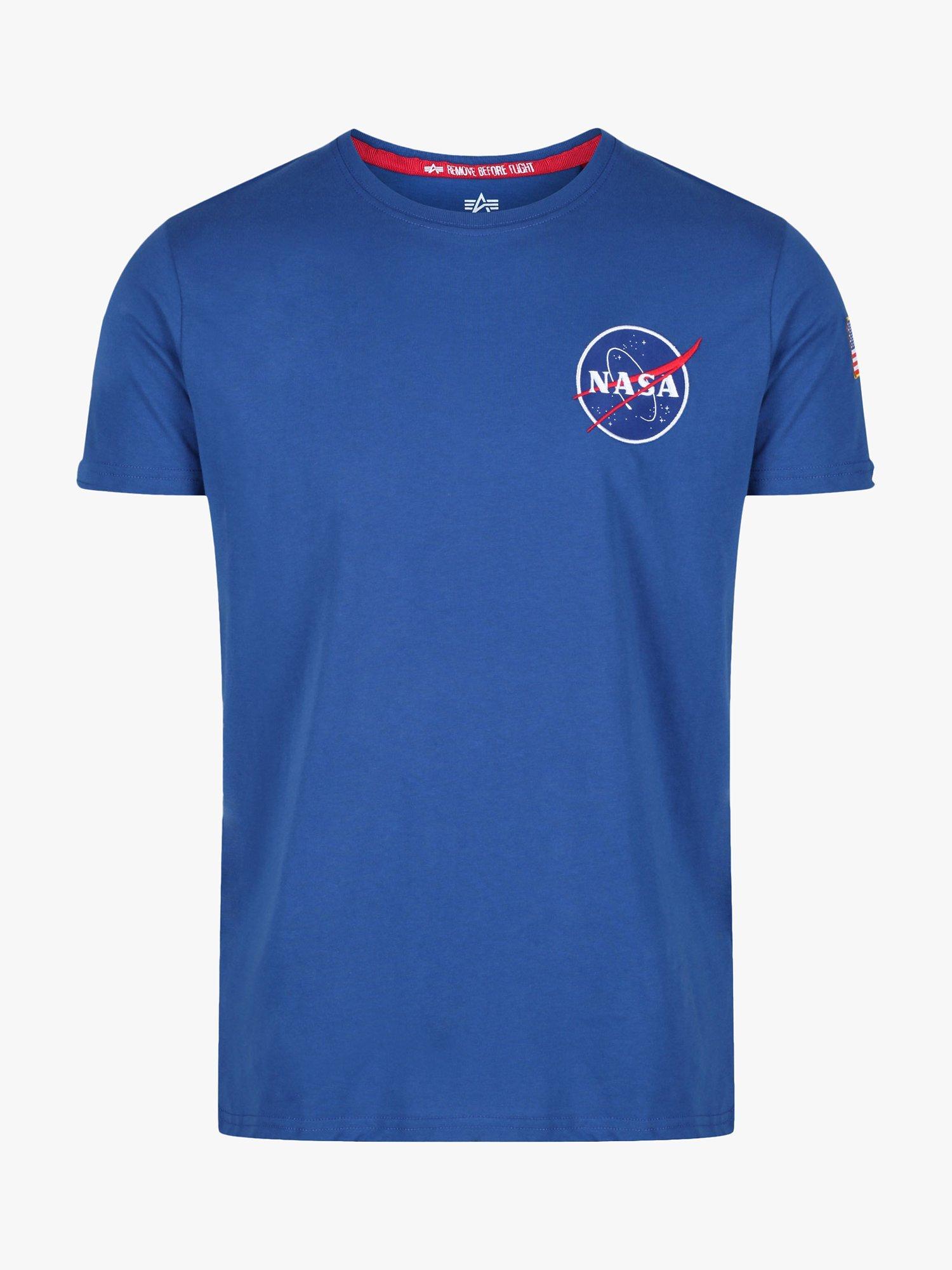 Product image 4 of 6, which shows Alpha Industries X NASA Space Shuttle Logo Crew Neck T-Shirt, 539 NASA Blue, XS