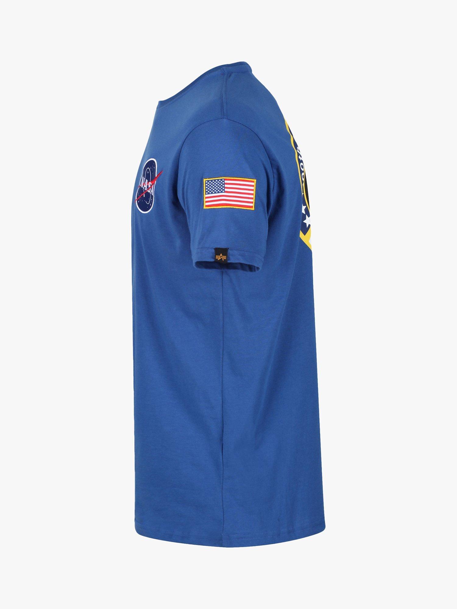 Product image 5 of 6, which shows Alpha Industries X NASA Space Shuttle Logo Crew Neck T-Shirt, 539 NASA Blue, XS