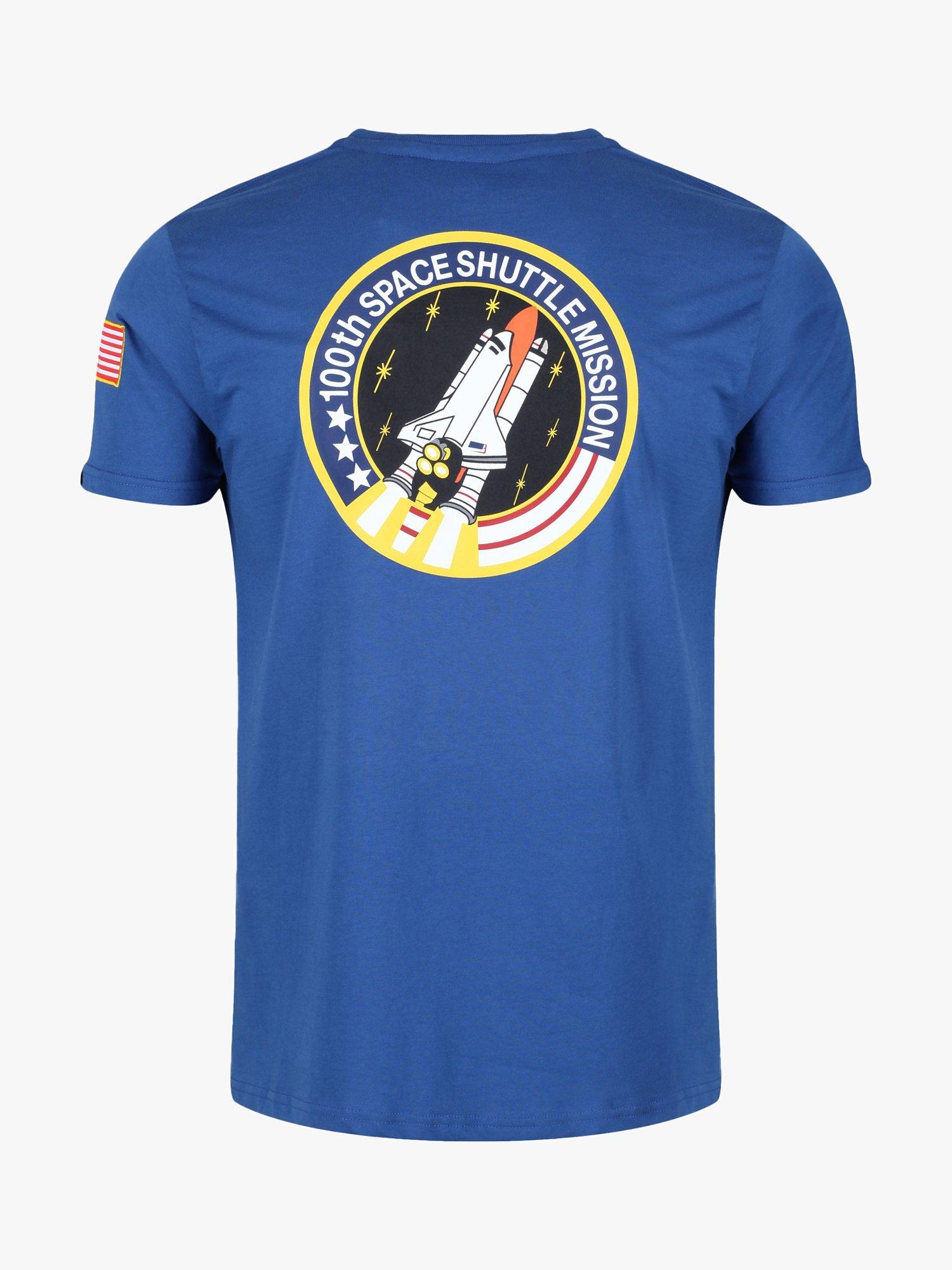 Product image 6 of 6, which shows Alpha Industries X NASA Space Shuttle Logo Crew Neck T-Shirt, 539 NASA Blue, XS
