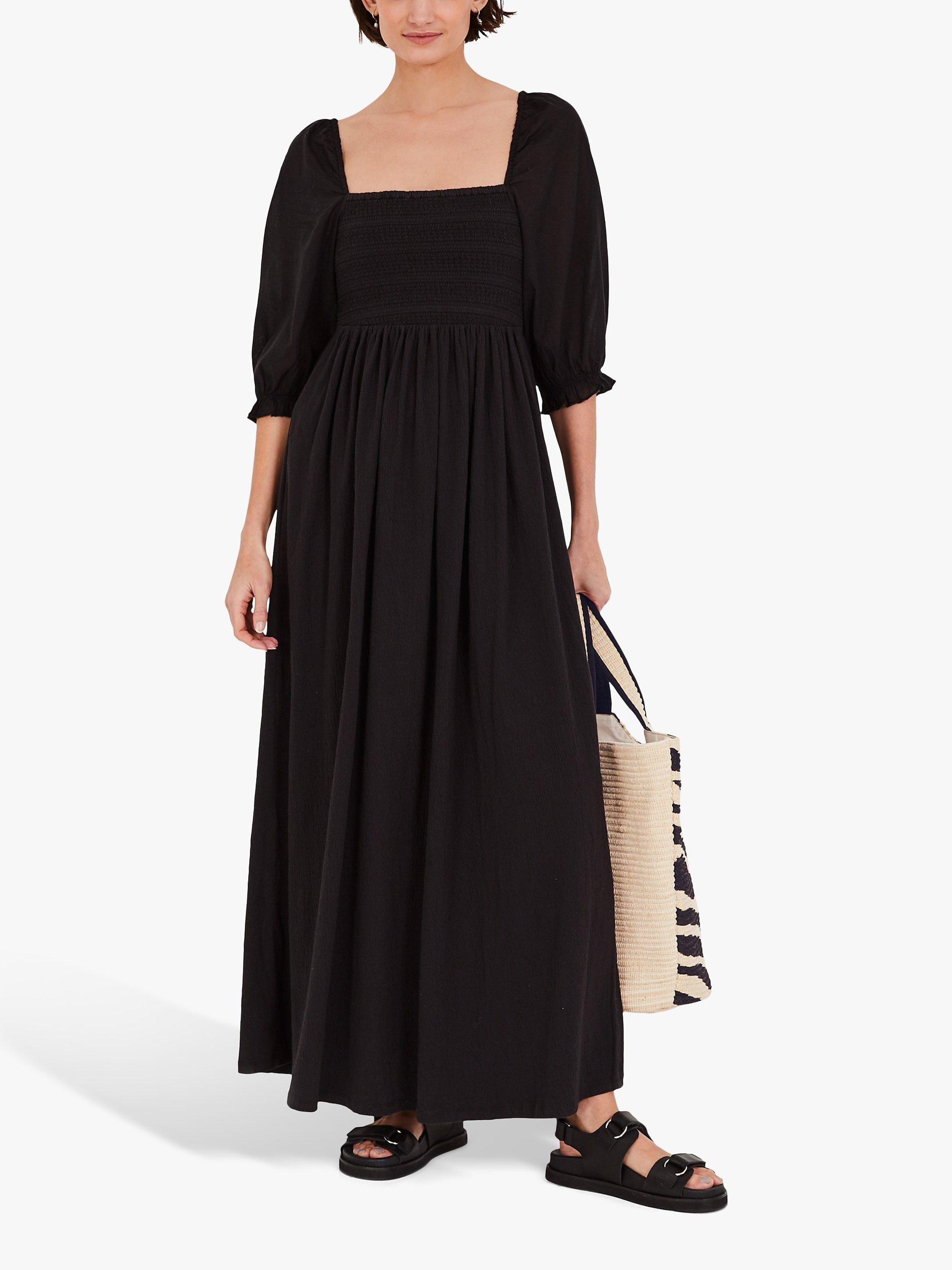 HUSH Puff Sleeve Maxi Dress, Black