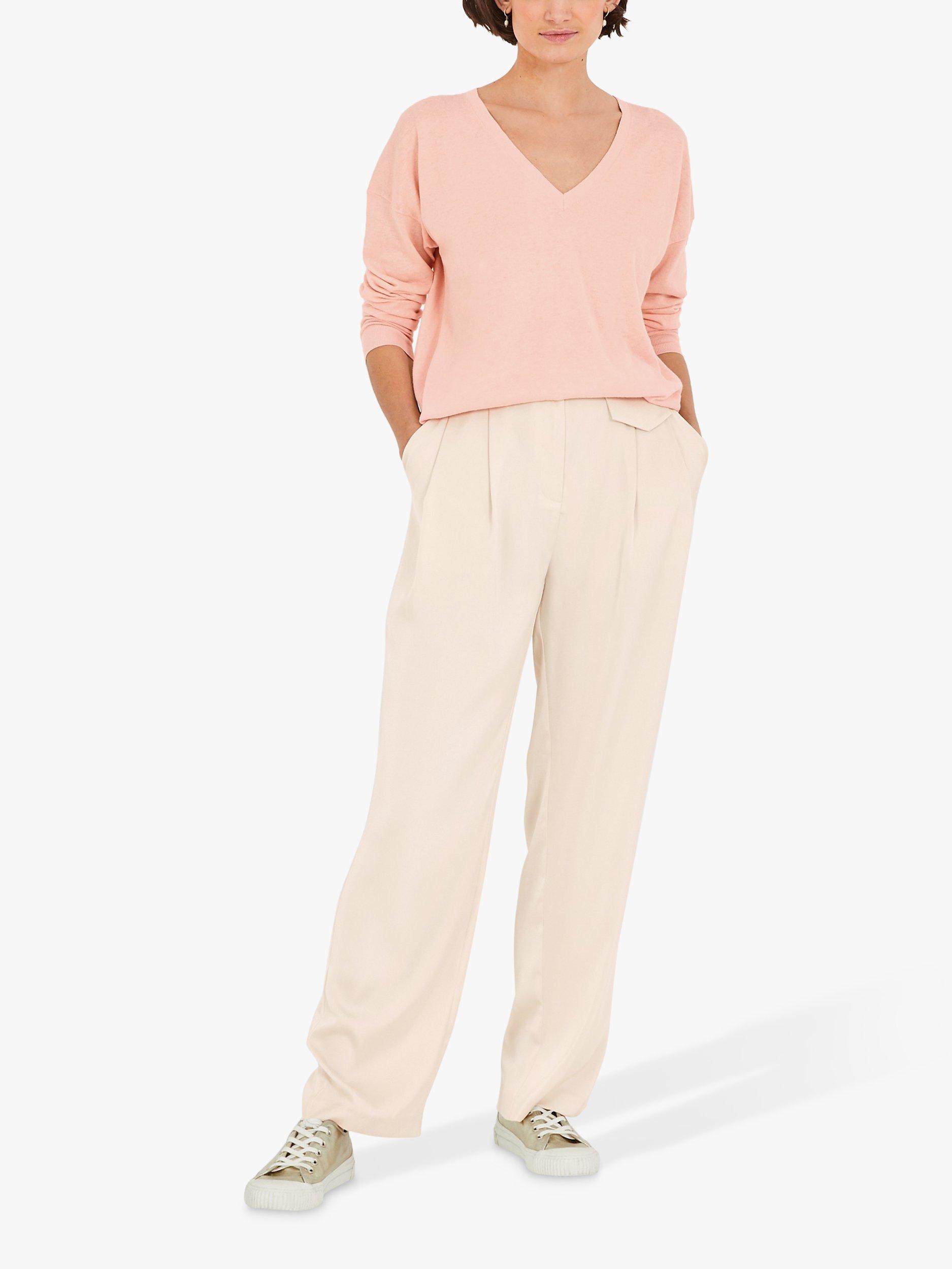 HUSH Linen Blend V-Neck Jumper, Blush