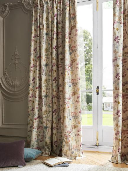 Voyage Ilinizas Pair Lined Pencil Pleat Curtains, Poppy, Poppy
