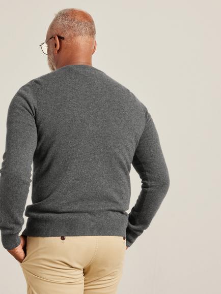 John Lewis Made in Italy Cashmere V-Neck Jumper - view 2, Charcoal
