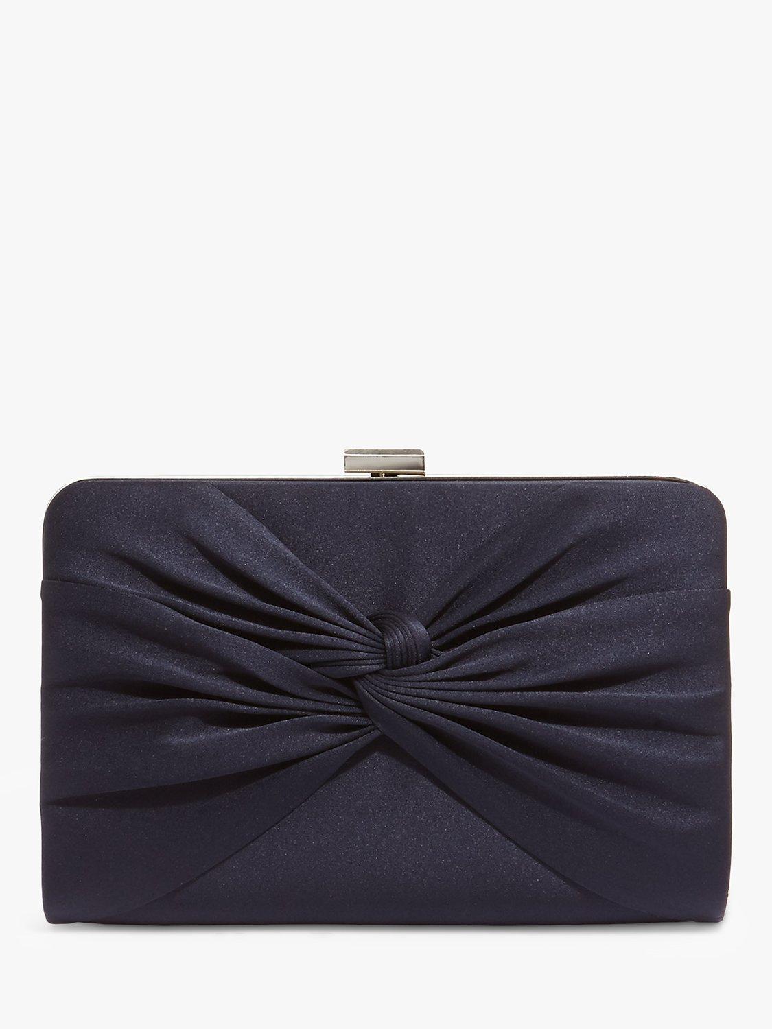 Phase Eight Kendall Satin Knot Front Clutch Bag, Navy