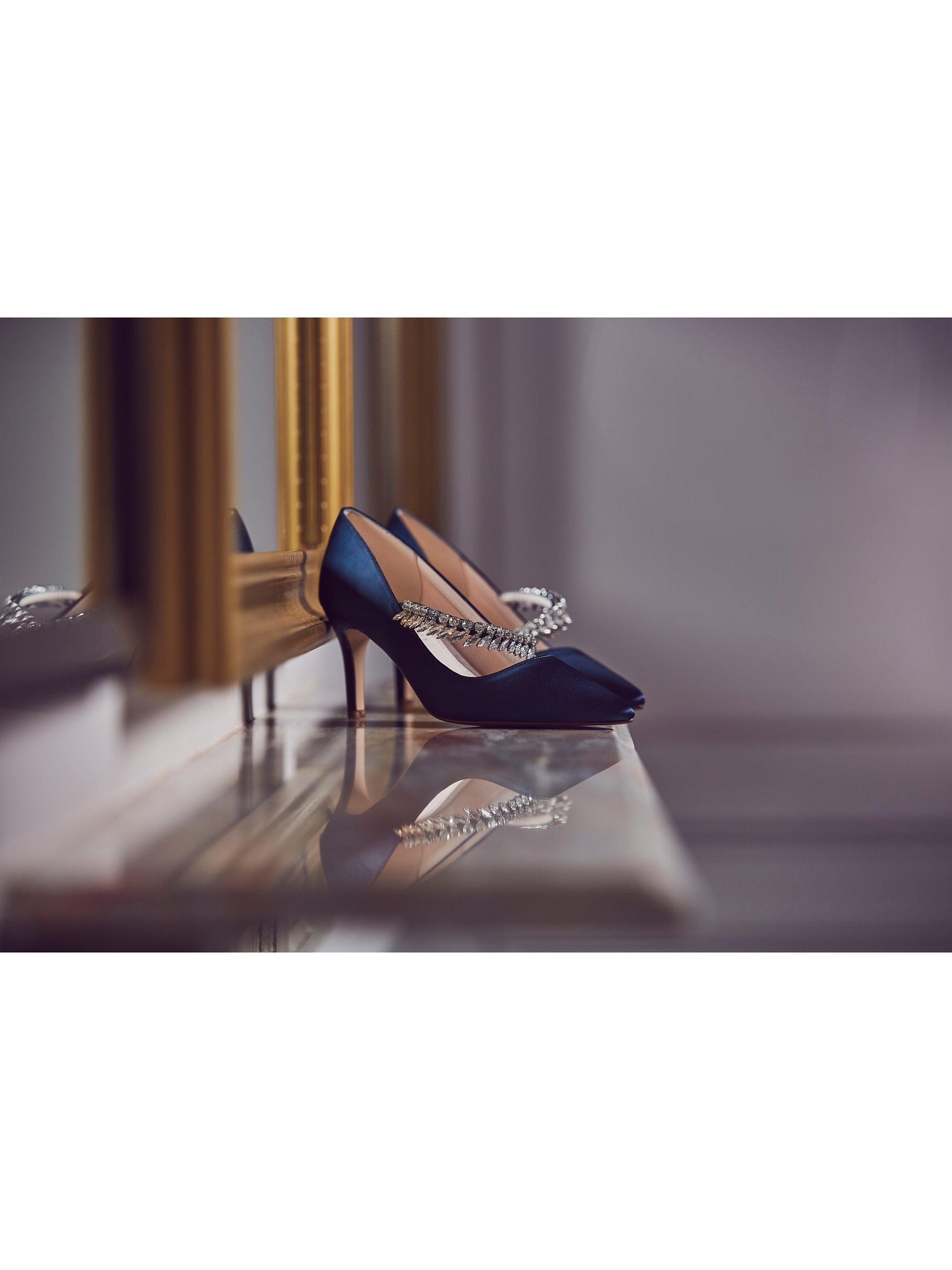 Rainbow Club Crystal Satin Court Shoes Ivory
