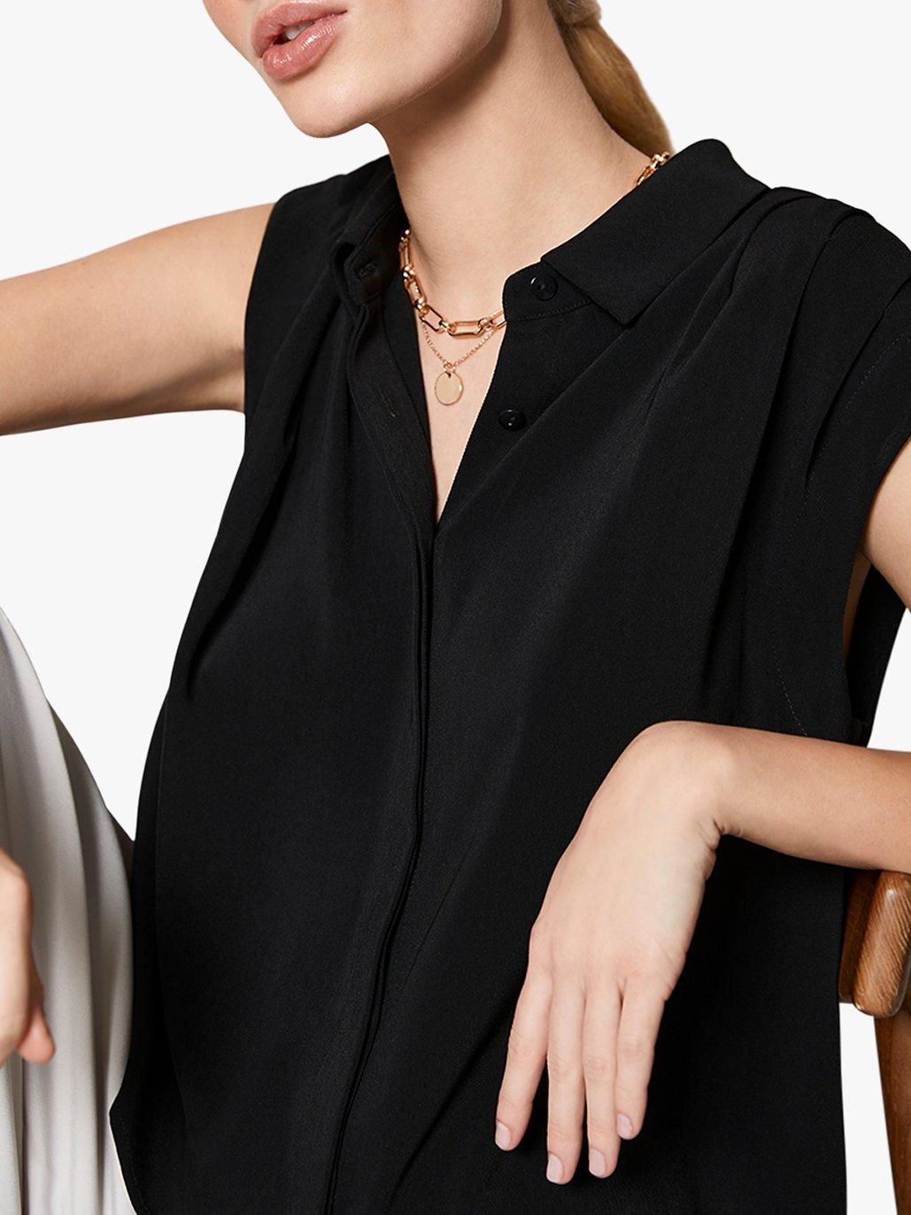 Mint Velvet Cropped Sleeveless Shirt, Black