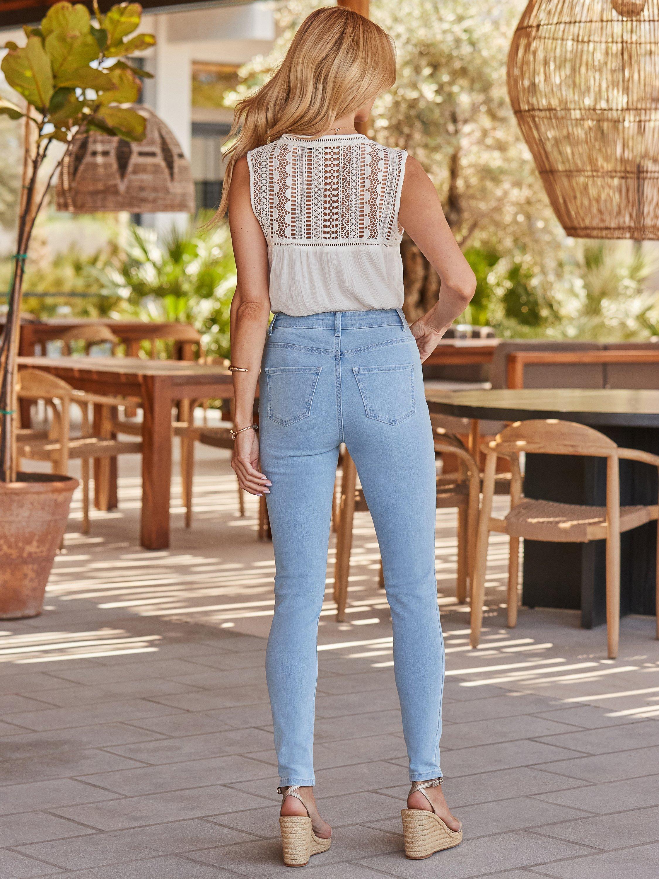 Product image 9 of 9, which shows Sosandar Light Wash Skinny Jeans, Blue, 14R