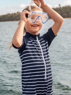 Polarn O. Pyret Kids' Stripe All-In-One Swimsuit, Navy - view 2, Navy