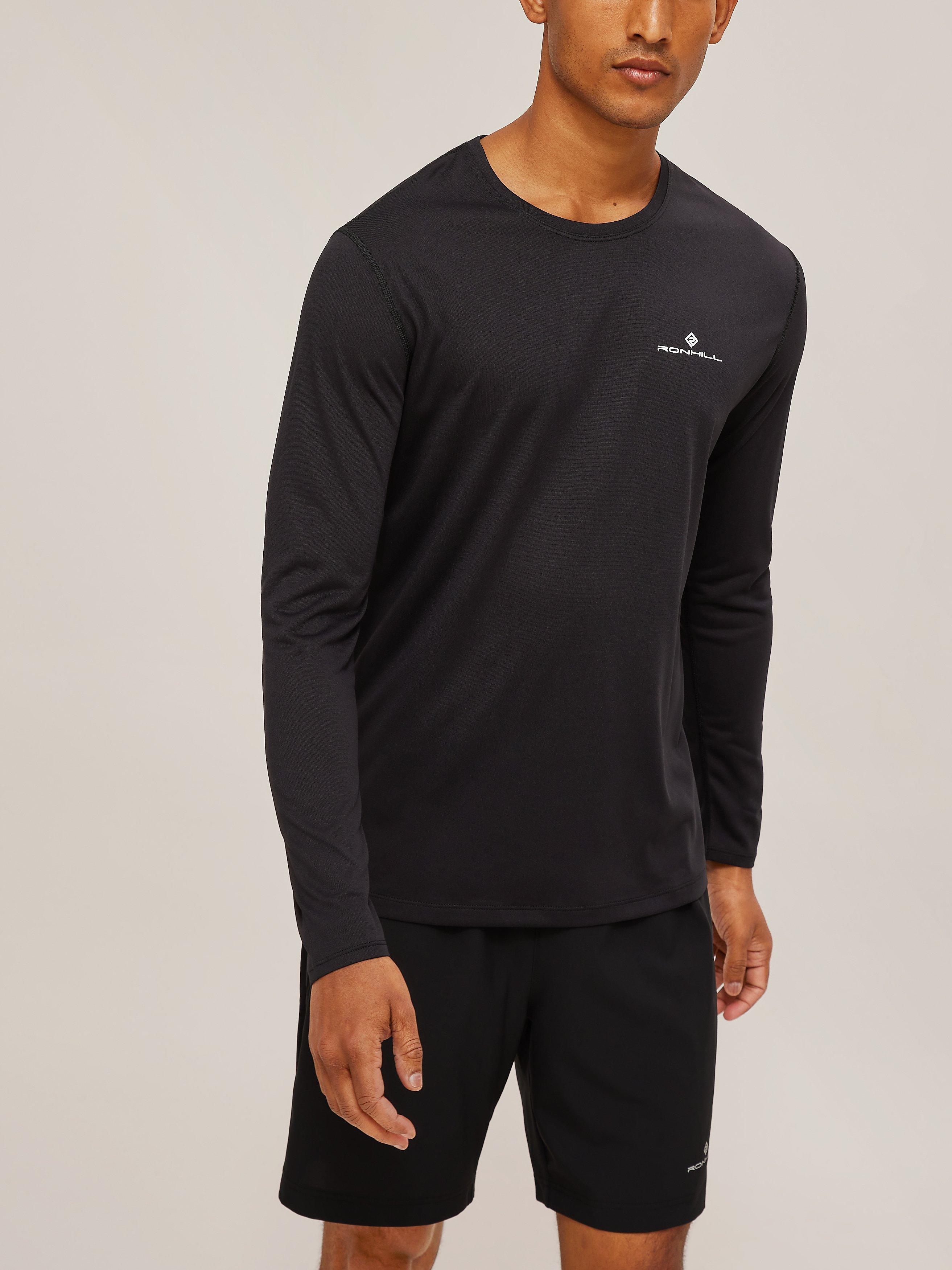 Ronhill Core Long Sleeve Running Top, Black/Bright White