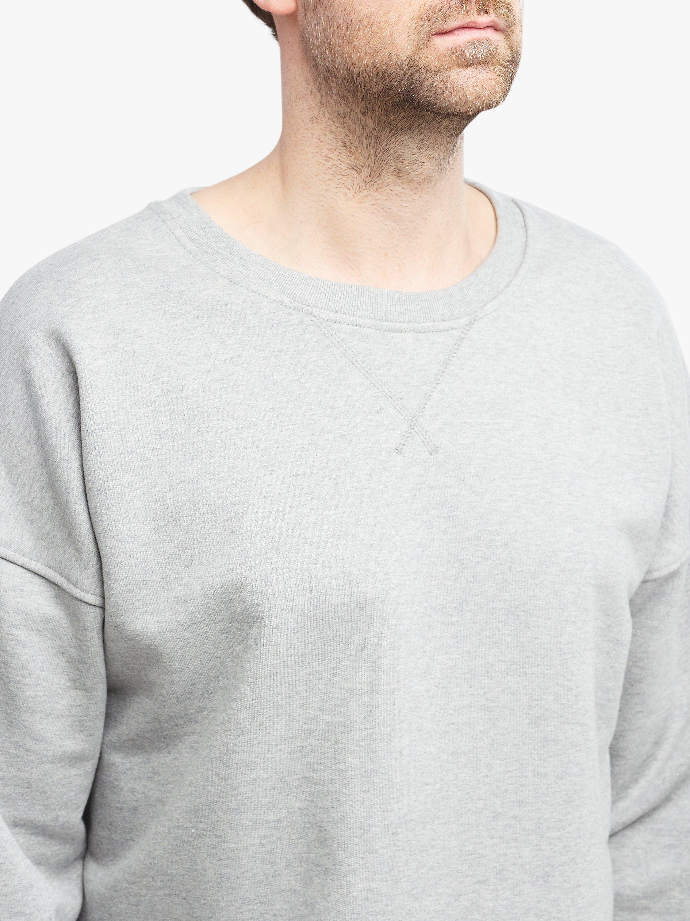 Product image 1 of 7, which shows Community Clothing Cotton Crew Drop Shoulder Sweatshirt, Grey Marl, S