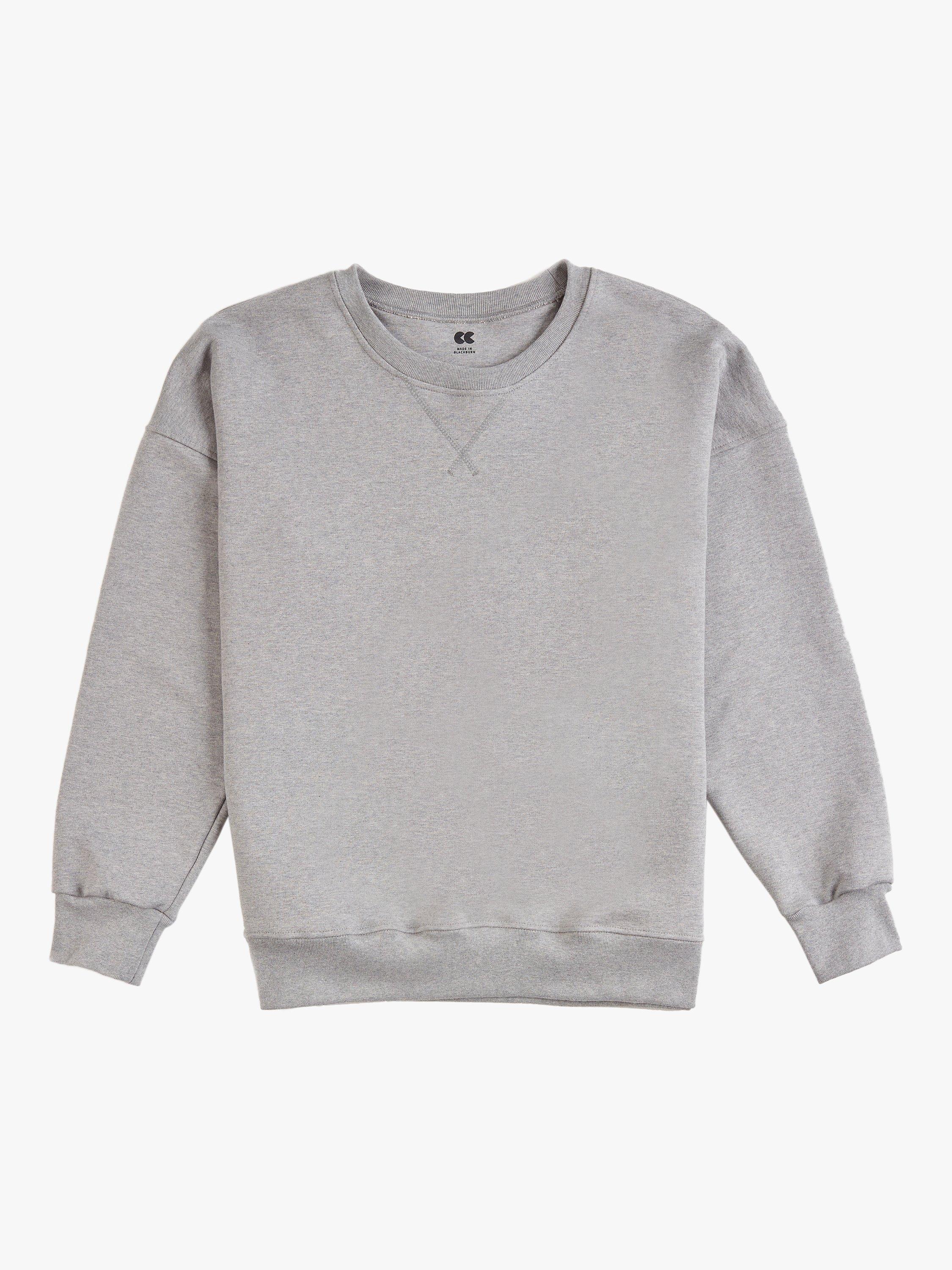 Product image 4 of 7, which shows Community Clothing Cotton Crew Drop Shoulder Sweatshirt, Grey Marl, S