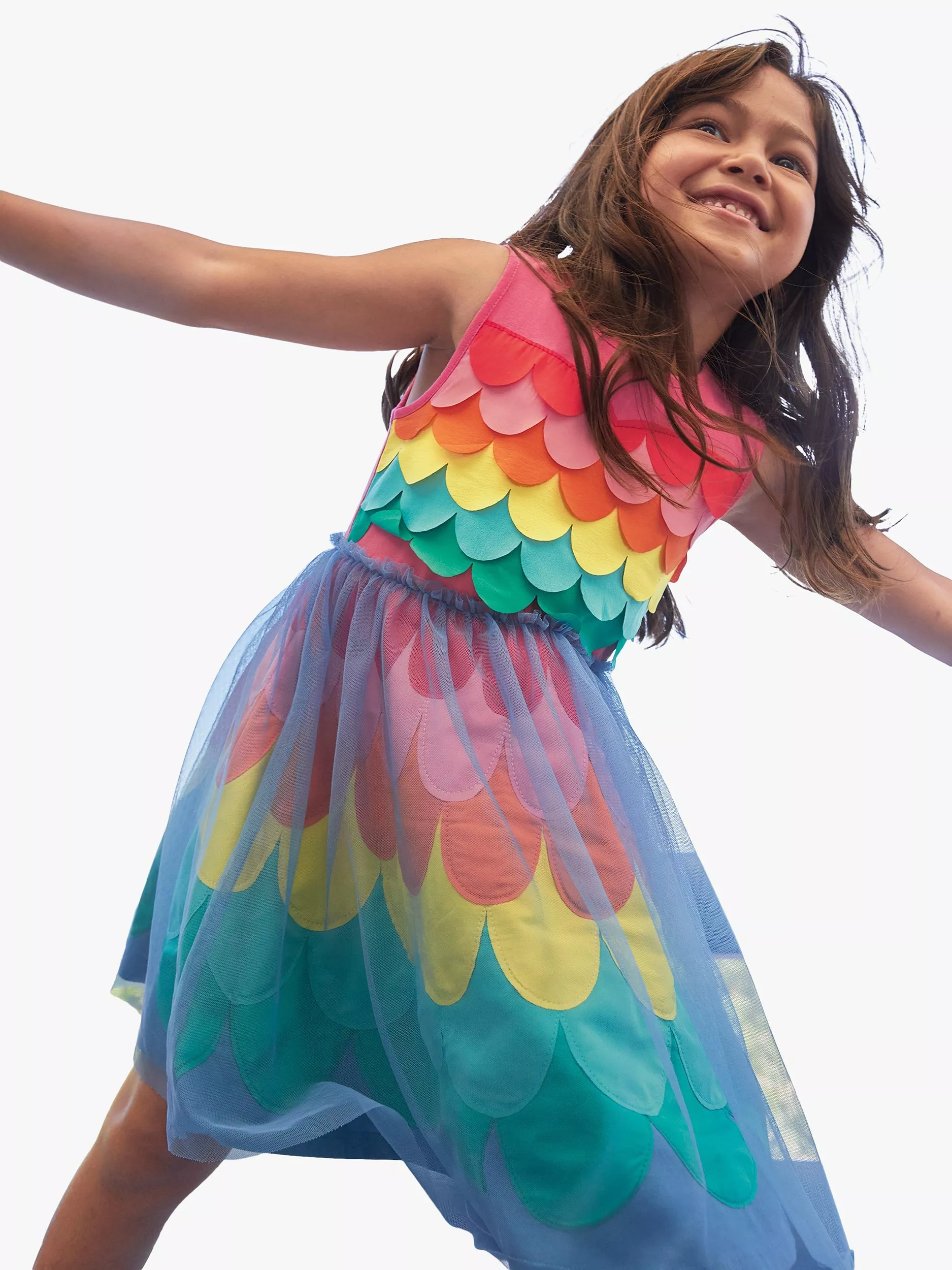 Mini Boden Kids' Rainbow Mermaid Tulle Dress, Multi