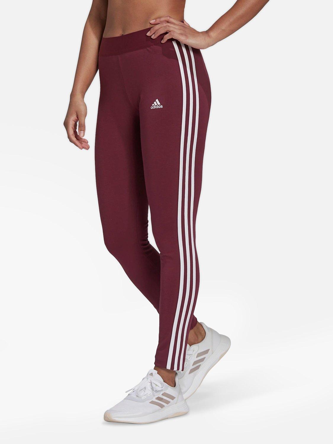adidas LOUNGEWEAR Essentials 3-Stripes Leggings, Victory Crimson/White, L