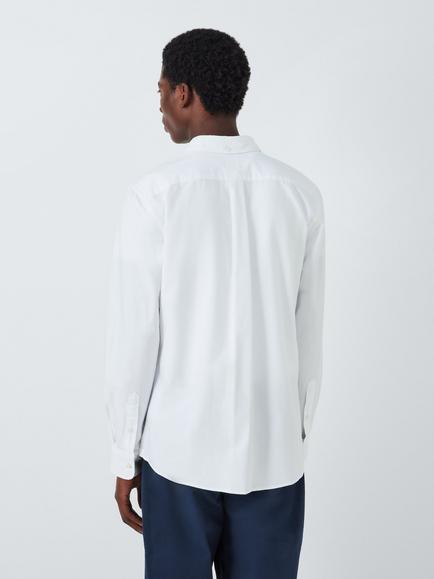 John Lewis Regular Fit Stripe Trim Oxford Shirt - view 2, White