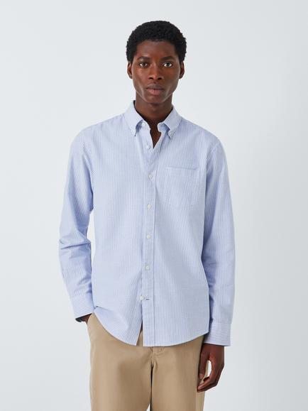 John Lewis Regular Fit Stripe Oxford Shirt, Blue