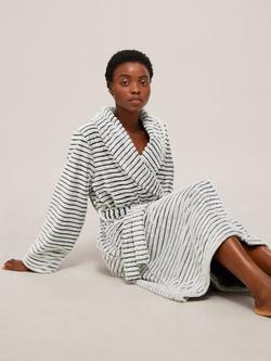 John Lewis Frosted Fleece Rib Dressing Gown, Grey, Grey