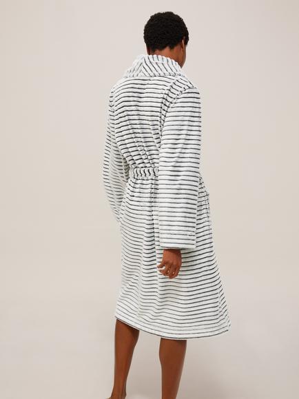 John Lewis Frosted Fleece Rib Dressing Gown, Grey - view 2, Grey