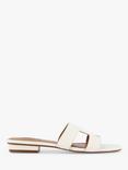 Dune London Wide Fit Loupe Flat Slider Sandals, White