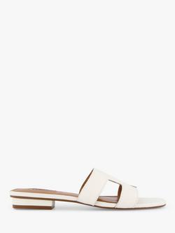 Dune London Loupe Wide Fit Flat Sliders, White