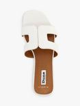 Dune London Wide Fit Loupe Flat Slider Sandals, White