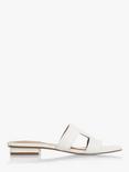 Dune Loupe Flat Slider Sandals, White