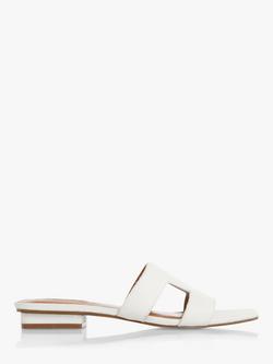 Dune London Loupe Flat Slider Sandals, White