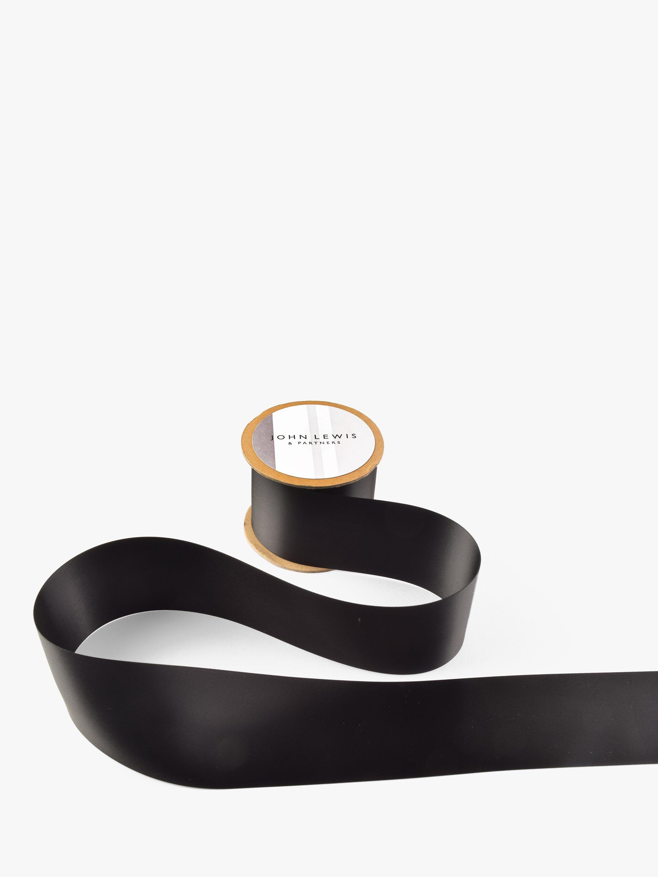 John Lewis Recycled Double Satin Ribbon, Black, L5m x W7mm