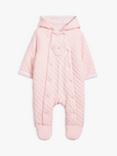 John Lewis Baby Quilt Wadded Pramsuit, Pink