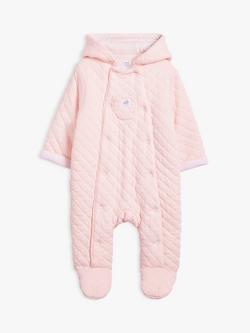 John Lewis Baby Quilt Wadded Pramsuit, Pink