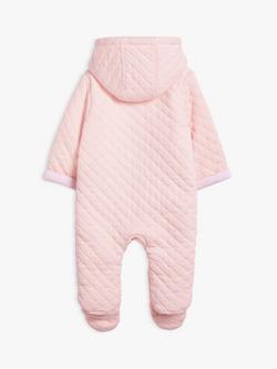 John Lewis Baby Quilt Wadded Pramsuit - view 2, Pink