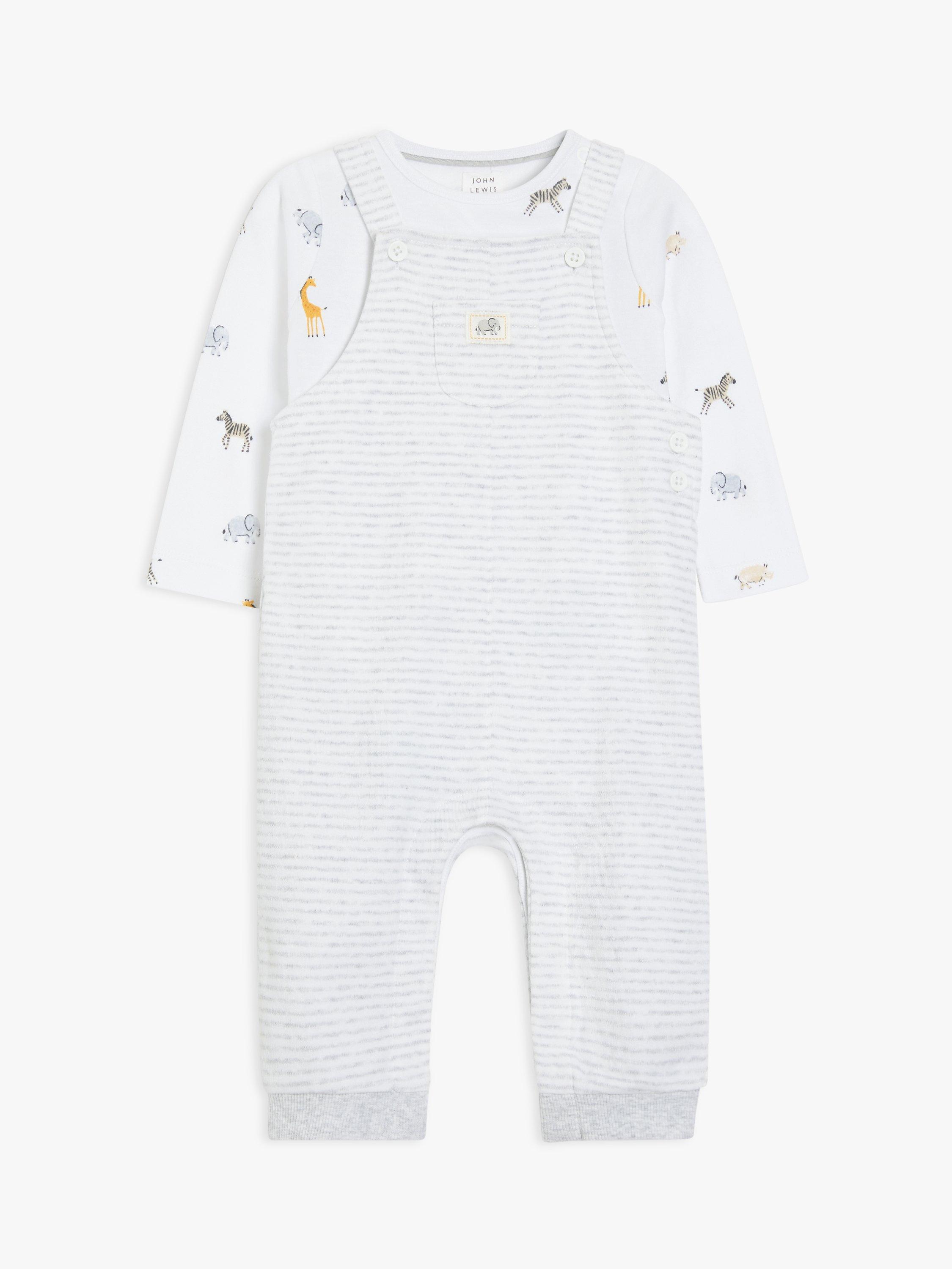 John Lewis Safari Stripe Dungaree & Top Set, Multi