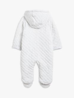 John Lewis Baby Quilt Wadded Pramsuit - view 2, Grey