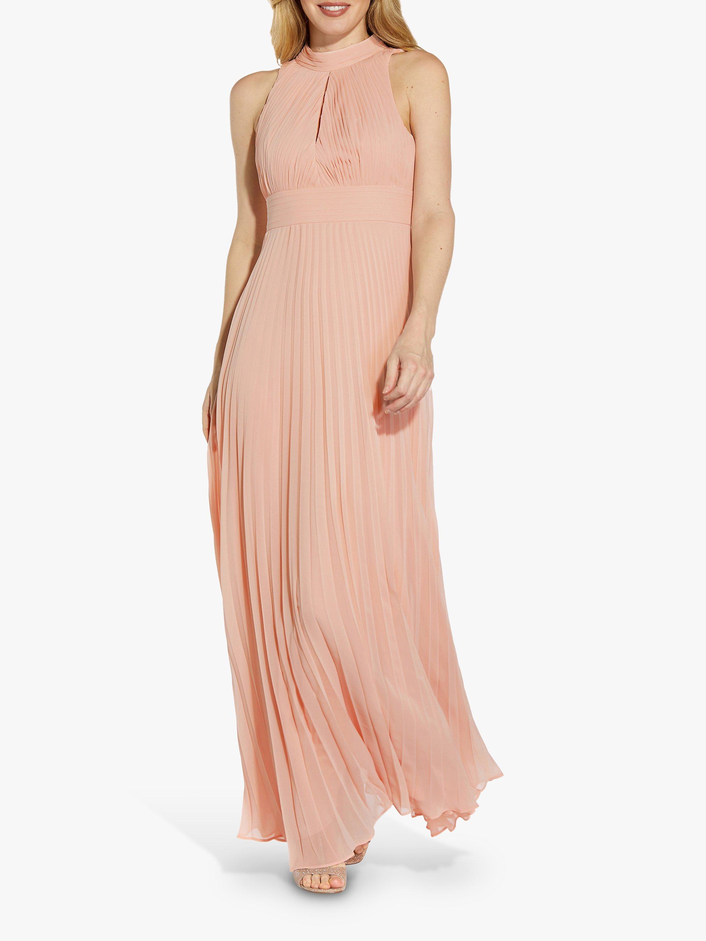 Adrianna Papell Pleated Chiffon Maxi Dress, Mellow Blush
