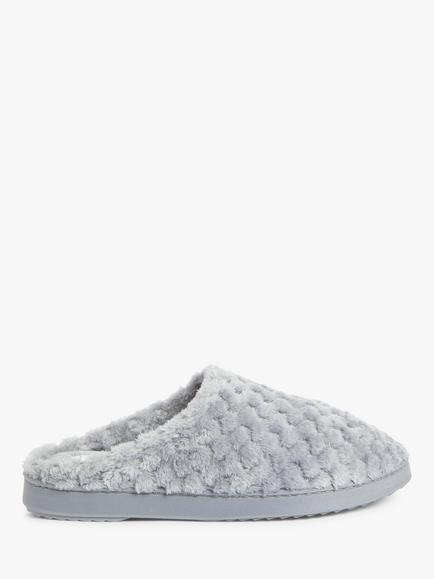 John Lewis Waffle Memory Foam Mule Slippers, Light Grey