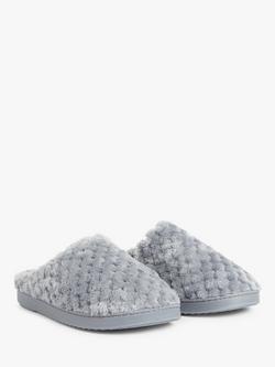 John Lewis Waffle Memory Foam Mule Slippers - view 2, Light Grey