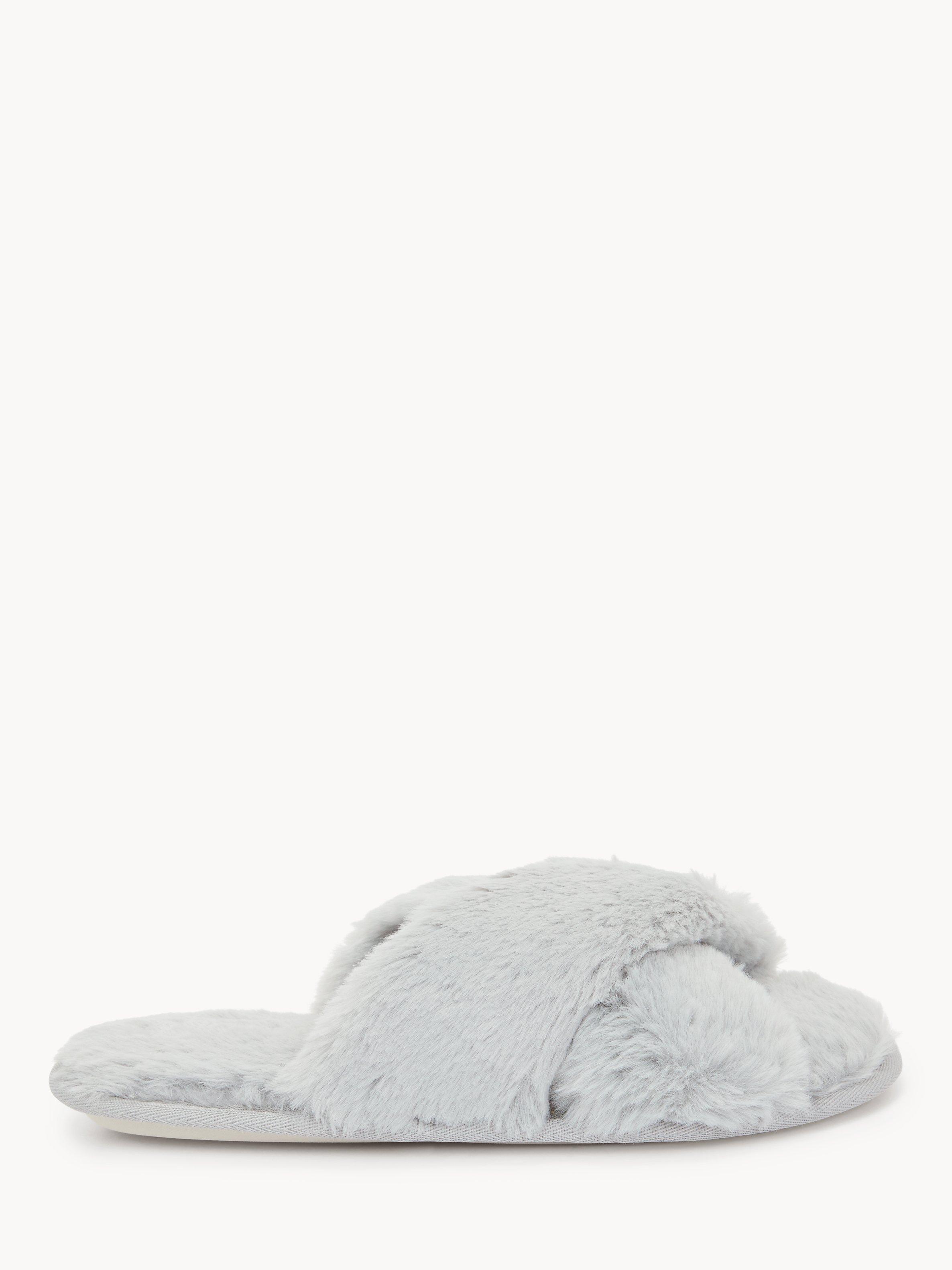 John Lewis ANYDAY Cross Faux Fur Slider Slippers