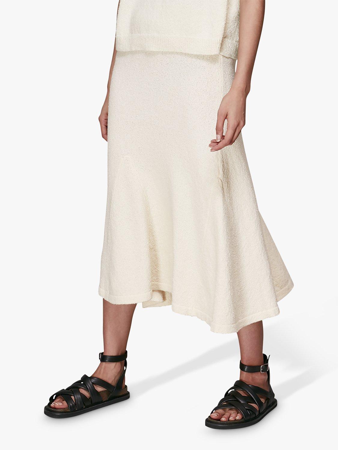 Whistles Flared Knitted Midi Skirt, Ivory
