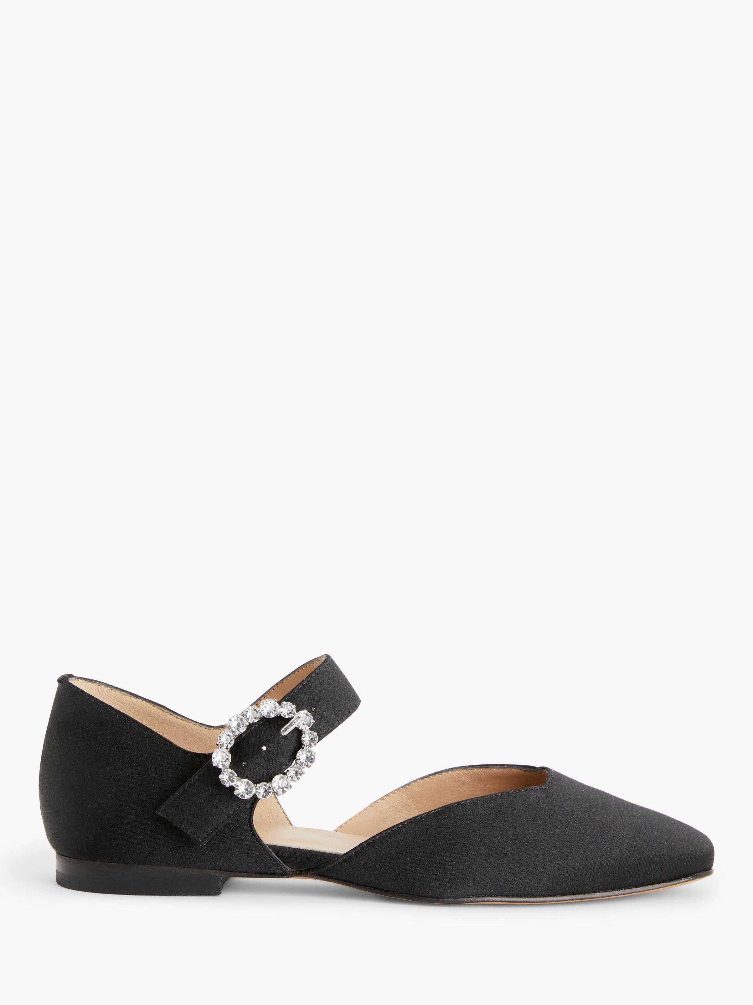 John Lewis Brielle Suede Diamante Buckle Mary Jane Shoes, Black