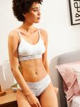 John Lewis ANYDAY Helenca Lace Bikini Knickers, Pack of 3, White