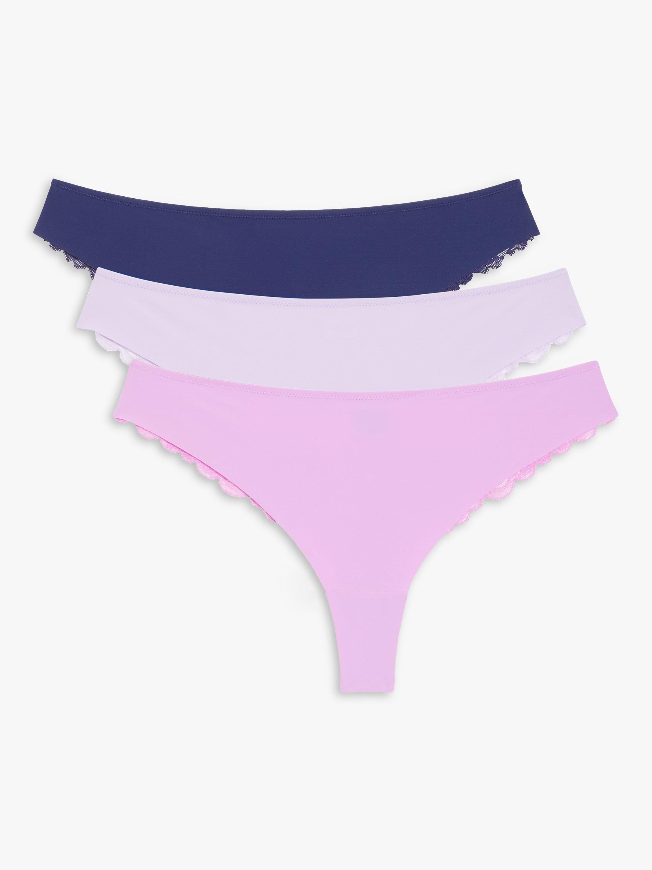 John Lewis ANYDAY Microfibre Lace Brazilian Knickers, Pack of 3, Multi 
