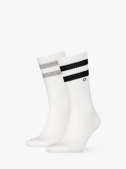 Calvin Klein Crew Stripe Socks, Pack of 2, White