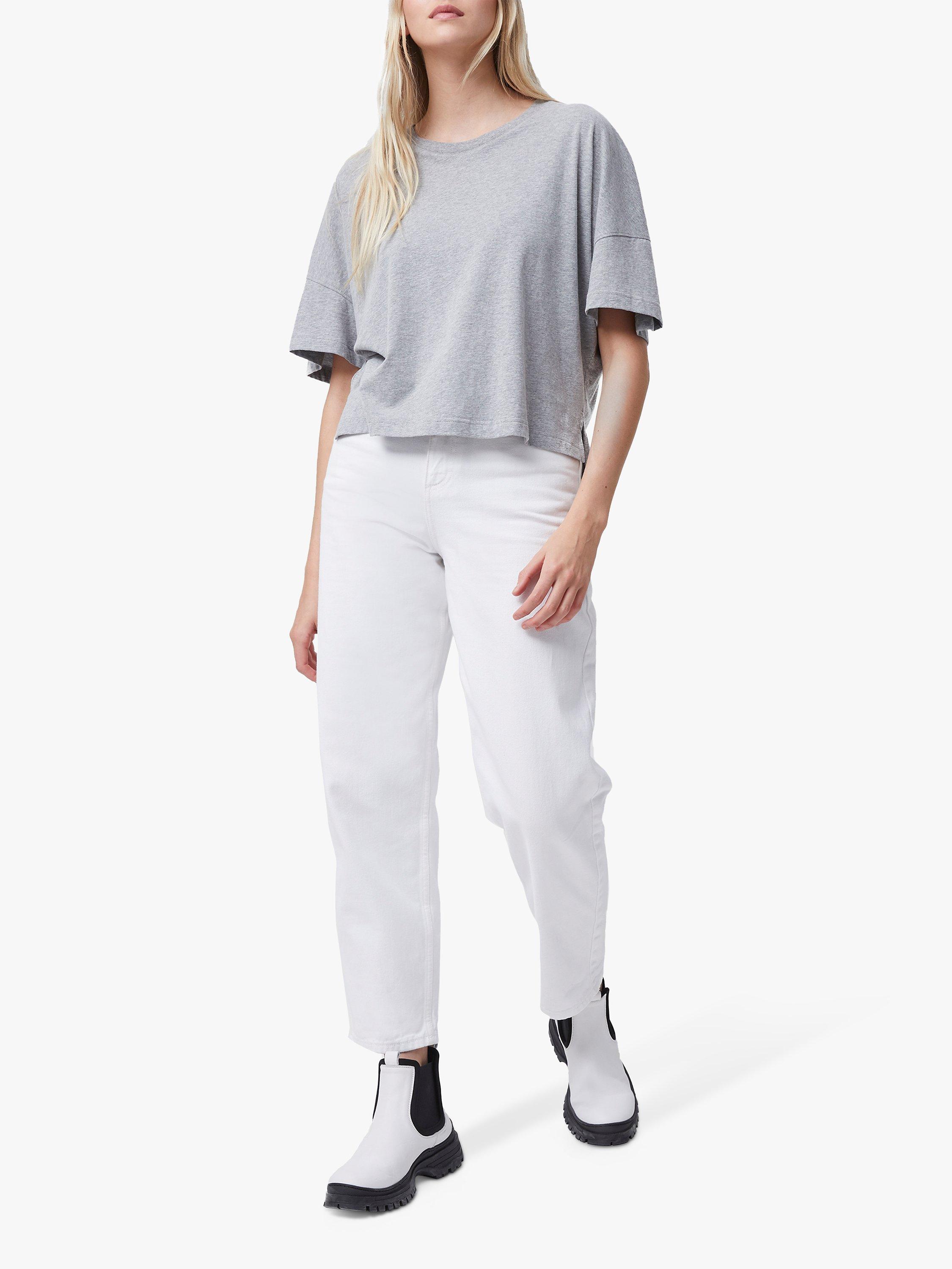 Product image 1 of 5, which shows French Connection Tally Organic Cotton T-Shirt, Light Grey, XS