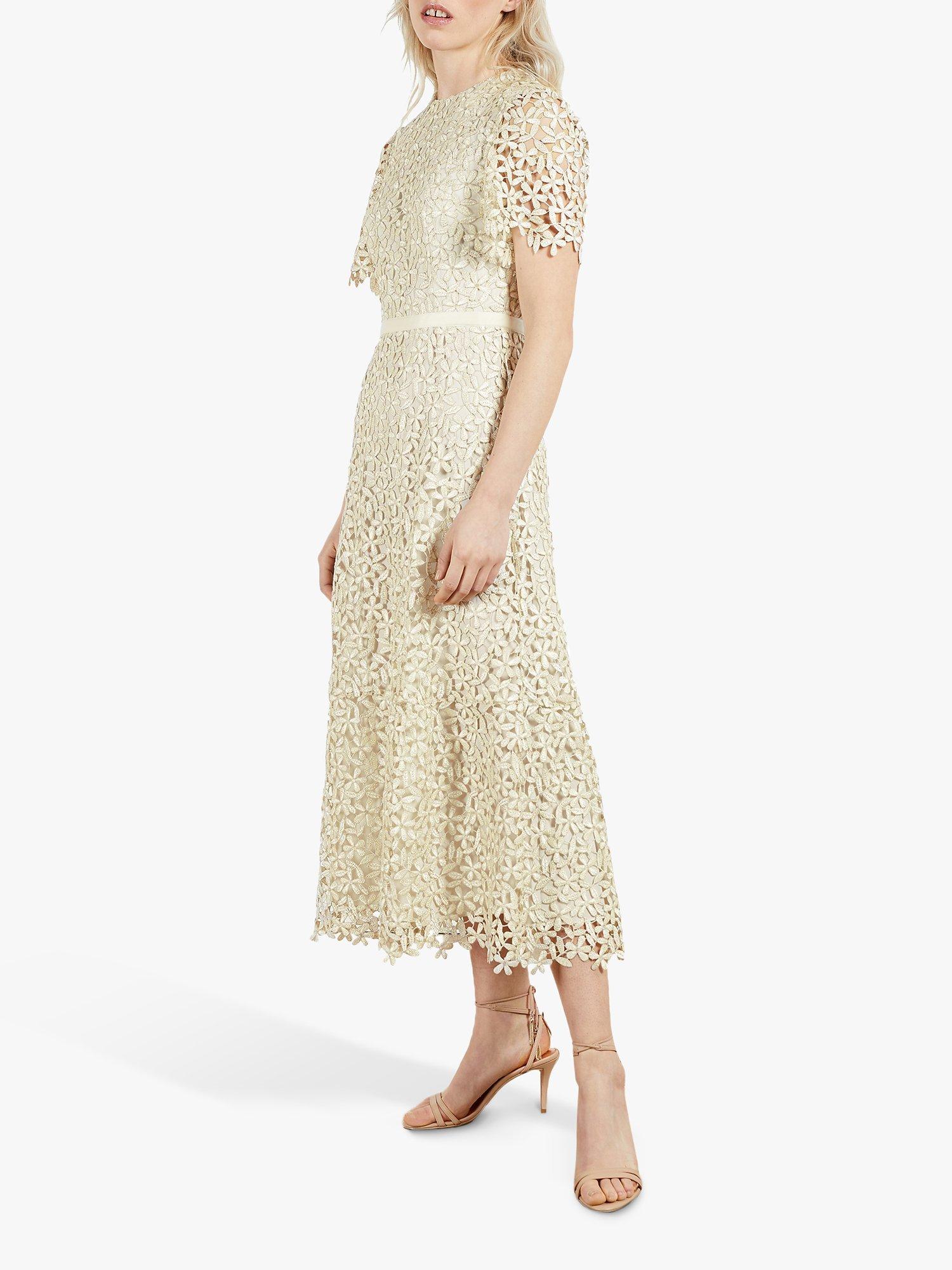 Ted Baker Aldorra Floral Lace Midi Dress, Cream