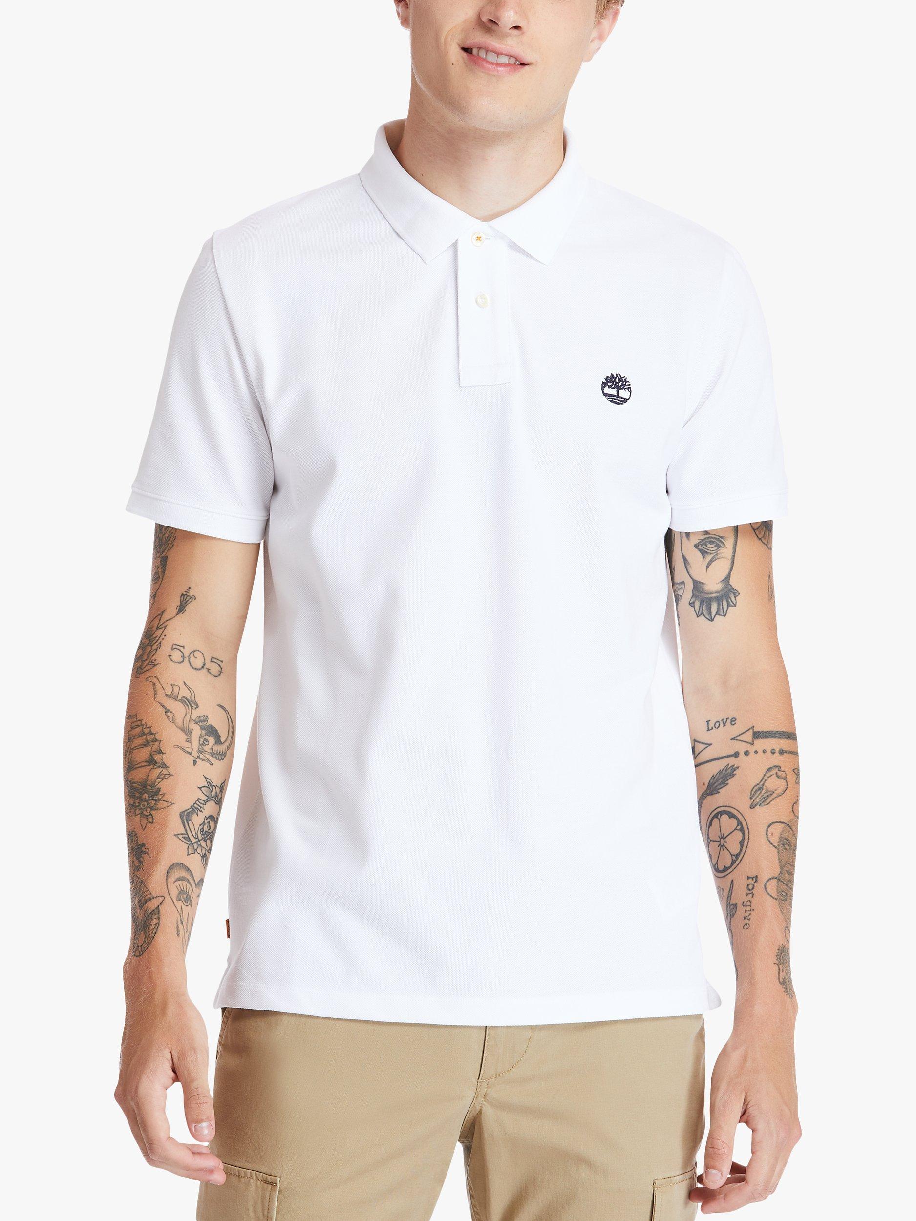 Timberland Embroidered Logo Short Sleeve Polo Shirt, White, S