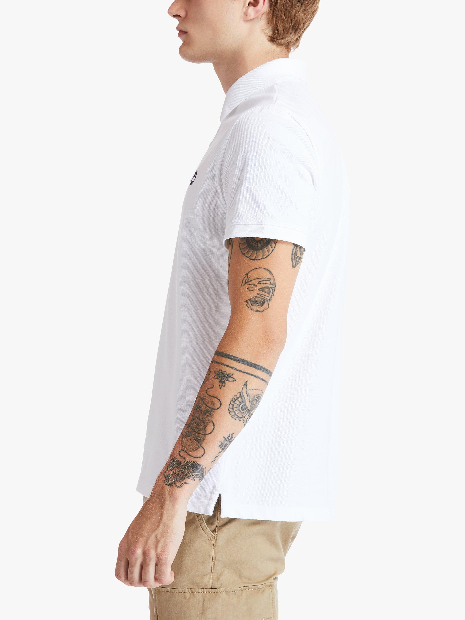 Timberland Embroidered Logo Short Sleeve Polo Shirt, White, S