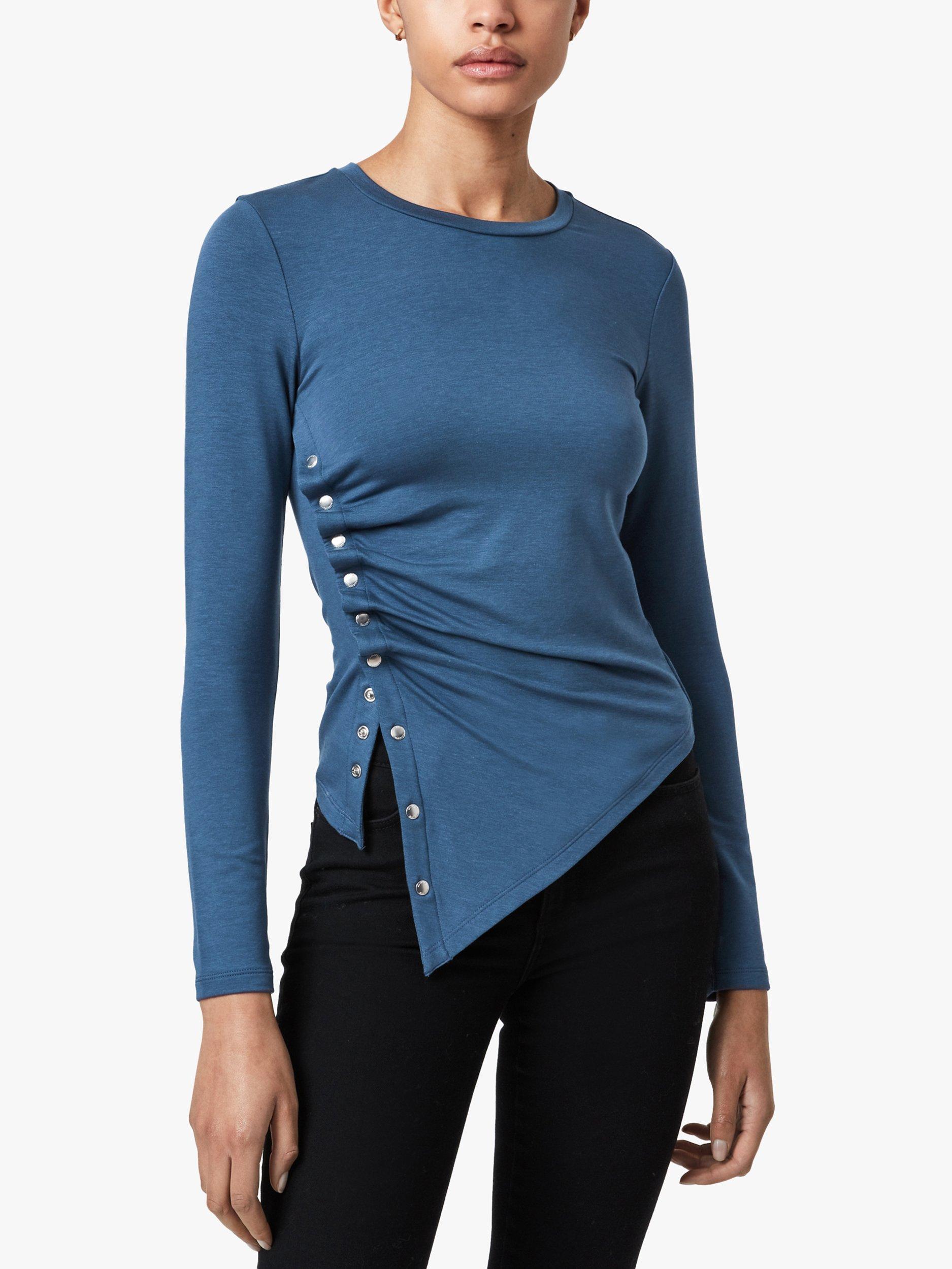 AllSaints Hatti Long Sleeve T-Shirt, Dock Blue, 8